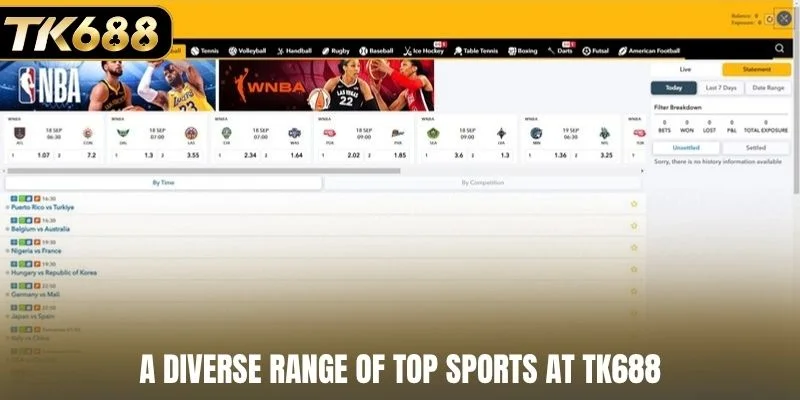 A diverse range of top sports at TK688