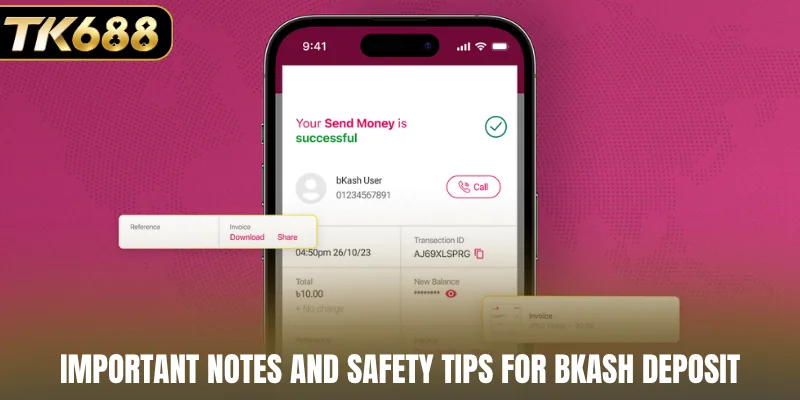 Important notes and safety tips for bKash deposit